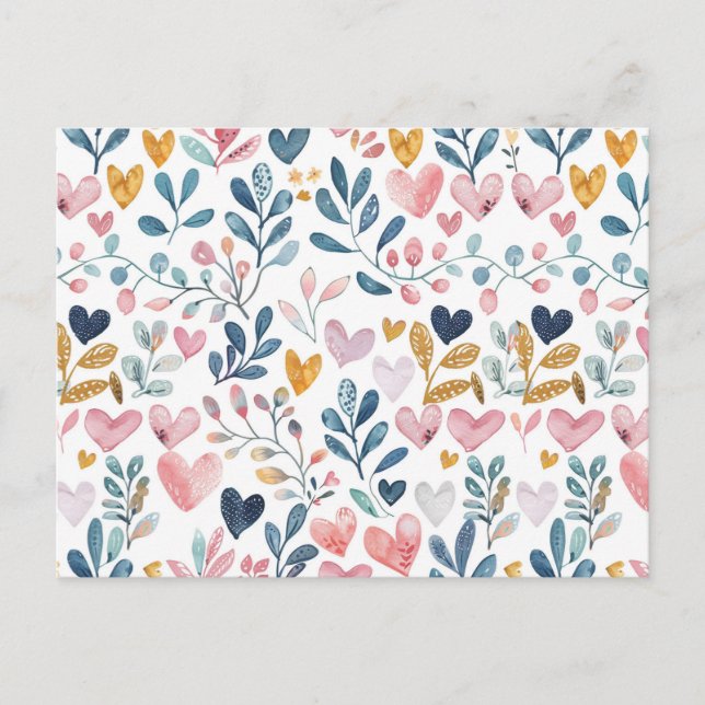 Corações em Aquarela Vykort (Framsida)