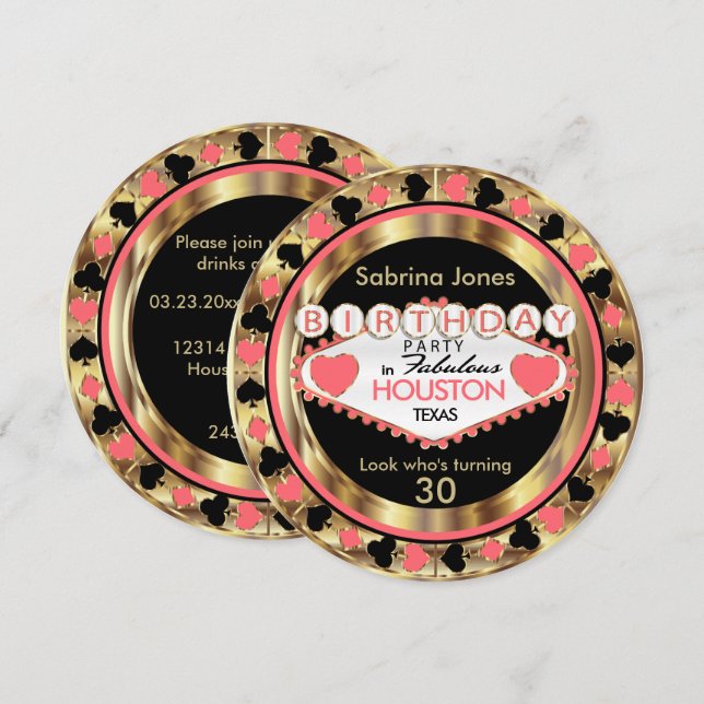 Coral 10:e Födelsedagsfesten - DIY City & State Inbjudningar (Fram/baksida)