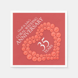 Coral 35e Bröllop-årsdag, napkins Pappersservett