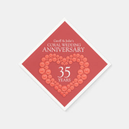 Coral 35e Bröllop-årsdag, napkins Pappersservett