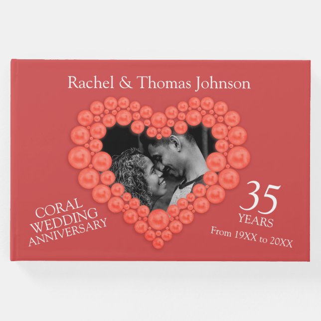 Coral 35e bröllop-jubileumsfoto gästböcker (Framsida)