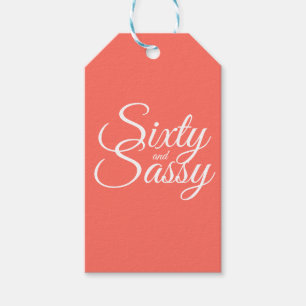 Coral 60 och Sassy 60 Birthday Presentetikett