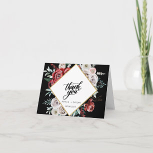 Coral Almond Modern Watercolor Blommigt Bröllop Tack Kort
