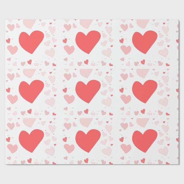 Coral and Blush scattered hearts  Presentpapper (Platt)