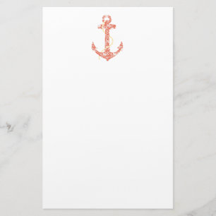 Coral and Gult Anchor Beach Wedding Brevpapper