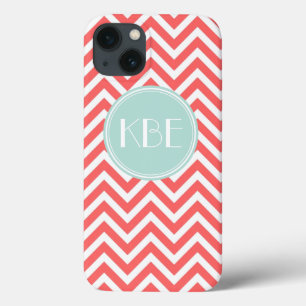 Coral and Mint Chevron Anpassningsbar Monogram