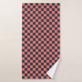 Coral and navy checkerboard pattern