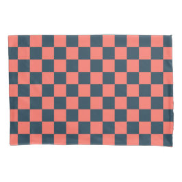 Coral and navy checkerboard pattern