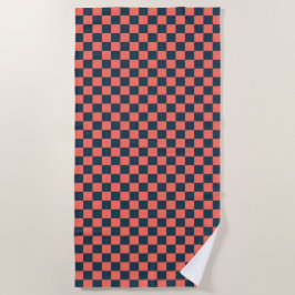 Coral and navy checkerboard pattern