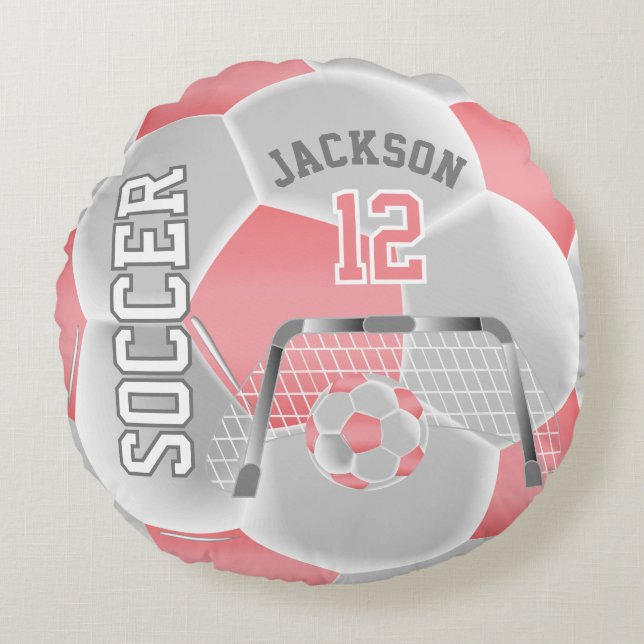 Coral and White Ocer | DIY NAMN Rund Kudde (Framsidan)