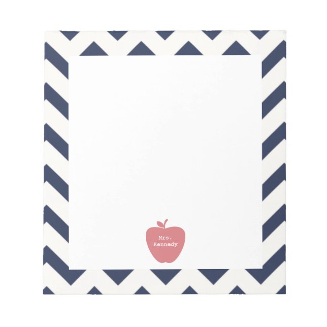 Coral Apple Navy Chevron Teacher Anteckningsblock (Framsida)