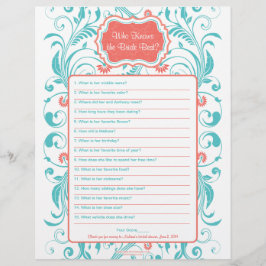 Coral Aqua Blommigt Bride Best Möhippa Game