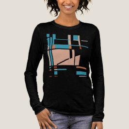 Coral Aqua Orange MCM-utseende Geometrisk Abstrakt T Shirt