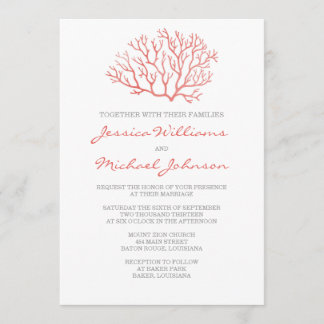 Coral Beach Wedding Inbjudningar