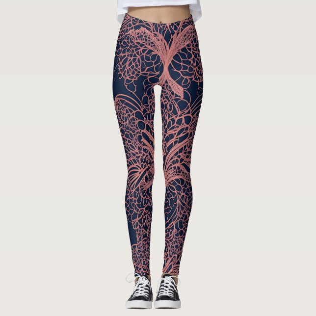 Coral Beige AI art  Leggings (Framsida)