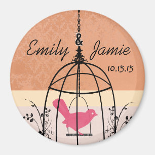 Coral Bird Cage Bröllop Magnet eller Customize