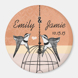 Coral Bird Cage Bröllop Magnet eller Customize