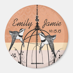 Coral Bird Cage Bröllop Magnet eller Customize