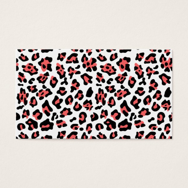 Coral Black Leopard Animal Print Mönster Visitkort (Framsidan)