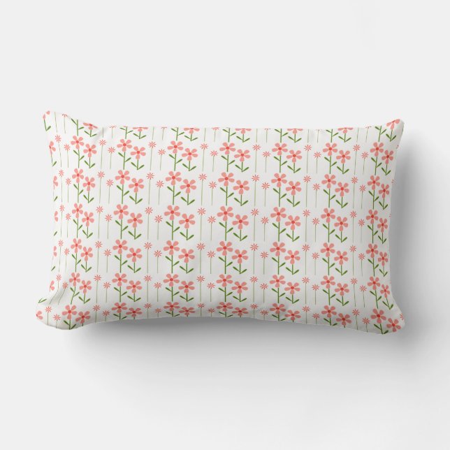 Coral Blommigt American MoJo Lumbar Pillow Lumbarkudde (Framsida)