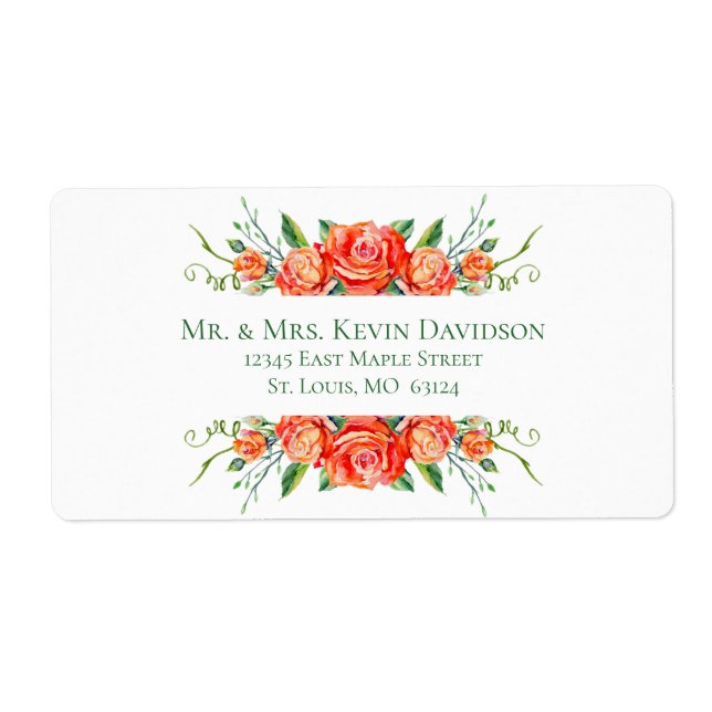 Coral Blommigt Ro Bröllop Returetiketter Fraktsedel (Framsidan)
