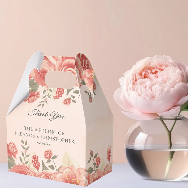 Coral Blommigt Romantic Garden Wedding Anpassnings Presentaskar (Skapare uppladdad)