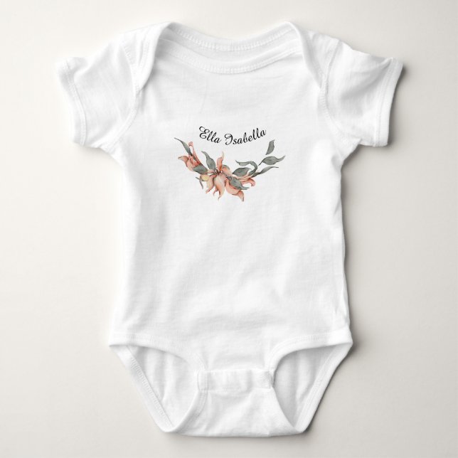 Coral Blommigt Utandning Personlig Namn T Shirt (Framsida)