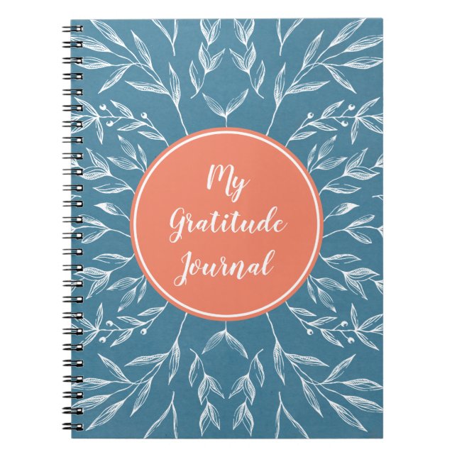 Coral & Blue Anpassningsbar Gatitude Journal Anteckningsbok (Framsidan)
