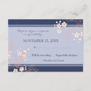 Coral Blue Blommigt OSA Bröllop Card Kort
