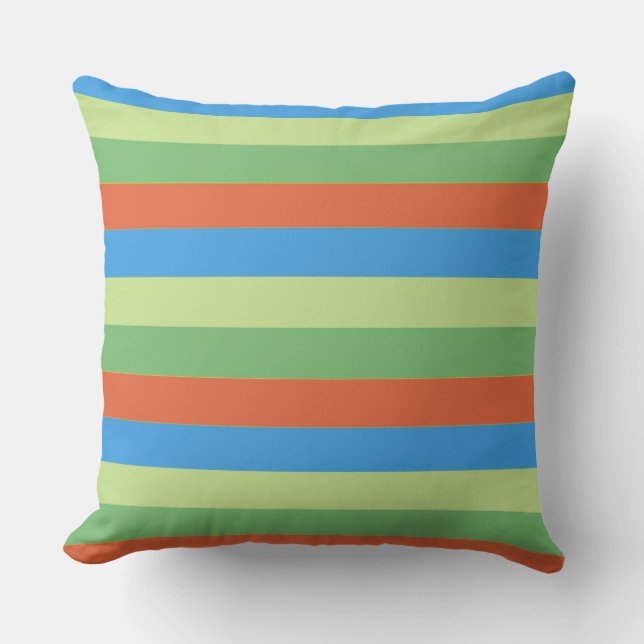 Coral Blue Grönt Modern Rand Kudde (Framsida)
