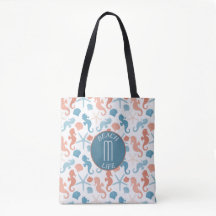 Coral Blue Nautical Monogram Mönster