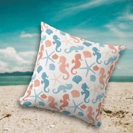 Coral Blue Nautical Mönster Kudde