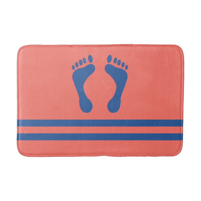 Coral Blue Rand och Feet Modern Graphic Badrumsmatta (Framsidan)