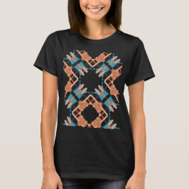 Coral Blue Rust Southwest look Crisscross Abstrakt T Shirt