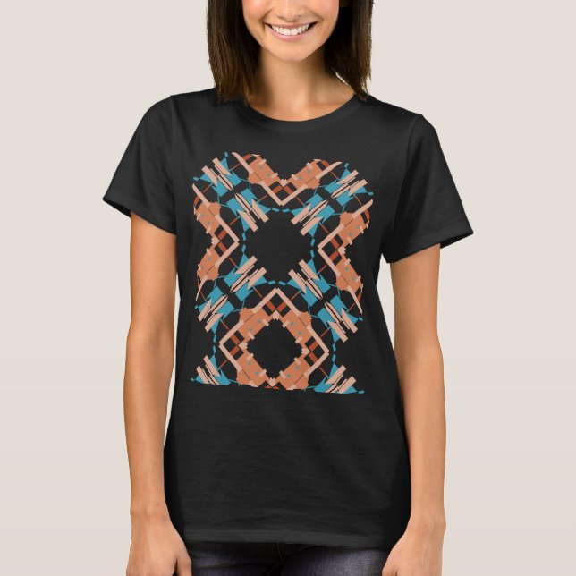Coral Blue Rust Southwest look Crisscross Abstrakt T Shirt (Framsida)