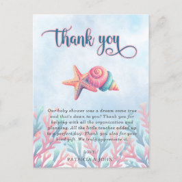 Coral Blue under Sea Baby Shower Tack Vykort