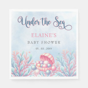 Coral Blue under Sea Marine Life Baby Shower Pappersservett
