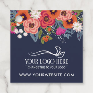 Coral Boho Florals Navy Blue Product Gåvor Etiketter