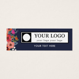 Coral Boho Florals Navy Blue Your Logo Hang Tag Litet Visitkort