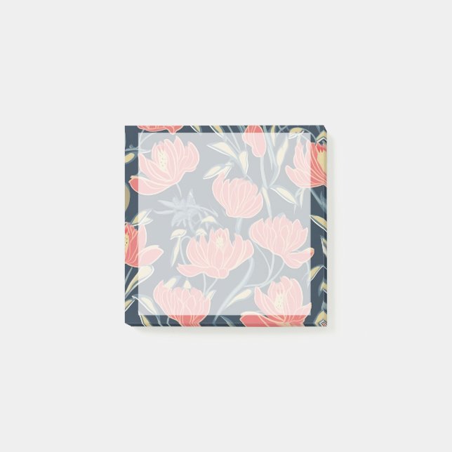 Coral Breeze Blommigt Post-it Block (Framsida)