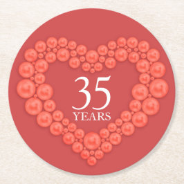 Coral bröllop-årsdagen för hjärtfoto underlägg papper rund