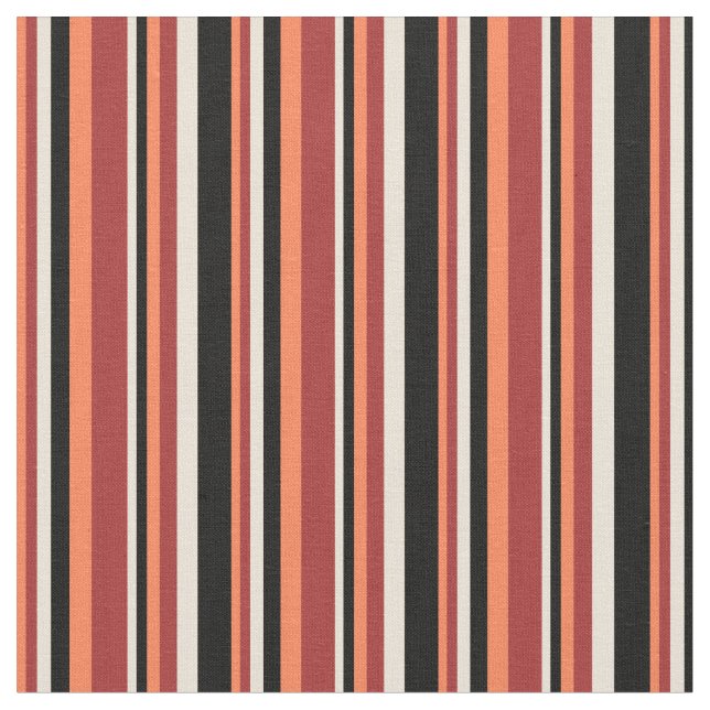 Coral, Brown, Bisque & Black Mönster Tyg (Närbild)