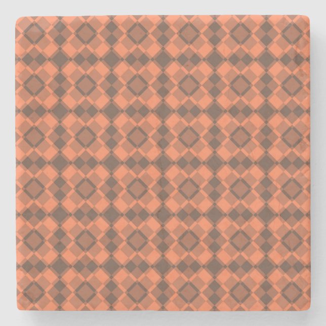 Coral Brown Checker Argyle Pattern Stenunderlägg (Framsidan)