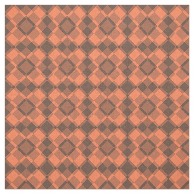Coral Brown Checker Argyle Pattern Tyg (Provkarta)