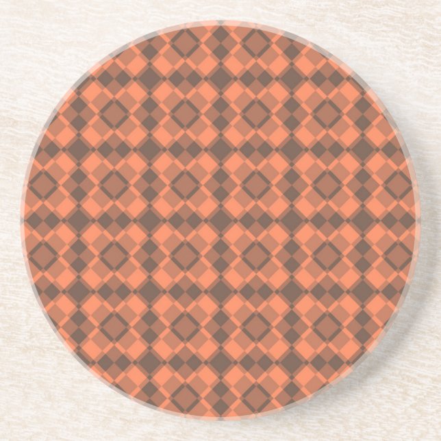 Coral Brown Checker Argyle Pattern Underlägg (Framsidan)