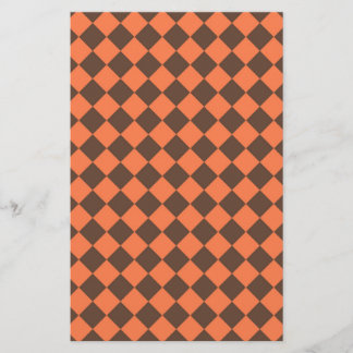 Coral Brown Checker Diamond Pattern Brevpapper