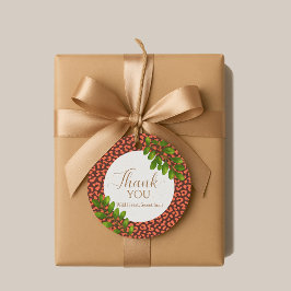 Coral Brown Leopard Print Thank You Gåvor Etiketter