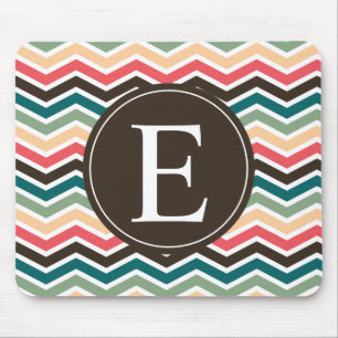 Coral Brown Teal Chevron Monogram Musmatta
