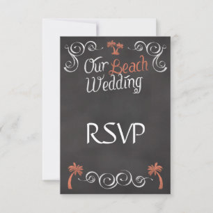 Coral Chalkboard-skript Beach Wedding OSA Kort