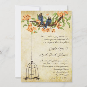 Coral Cherry Blommar Lattice Birdcage Bröllop Inbjudningar